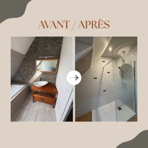 Avant/après d'une rénovation de salle d'eau - Pornichet