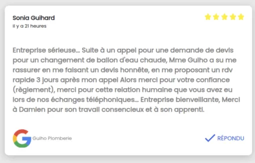 Merci à nos clients pour leur retour positif ! à Saint-Lyphard, Guérande, GUIHO PLOMBERIE